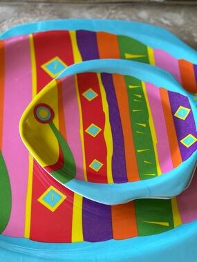 Bright Multicolor Striped Melamine Serving Bowl set